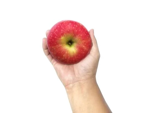 Apple in hand isolated on white background Stock Photos