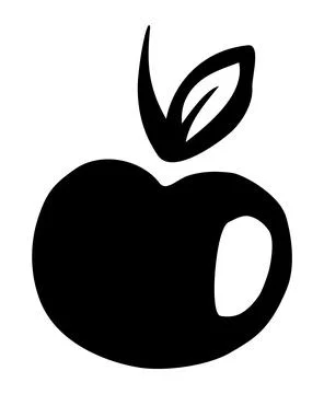 Apple hand painted with ink brush isolated on white background Stock Illustration