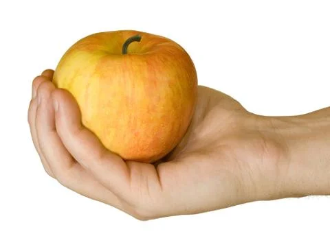 Apple in hand 스톡 사진