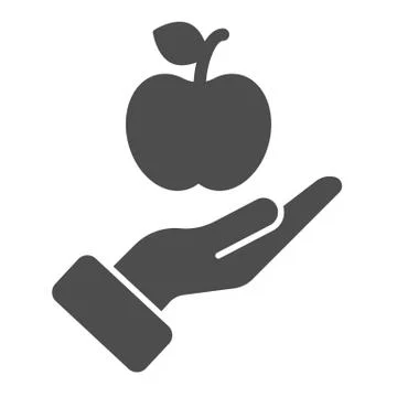 Apple in hand solid icon. Health vector illustration isolated on white. Arm with 스톡 일러스트