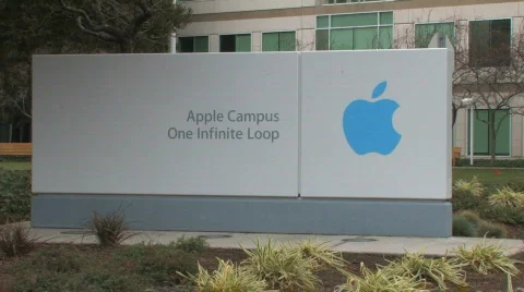 Apple Headquarters sign Stock Footage