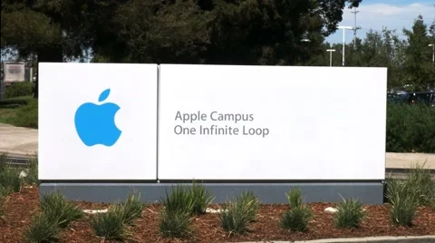 Apple headquaters sign Stock Footage 56190309