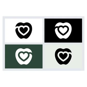 Apple Heart Logo Icon Vector Set Stock Illustration