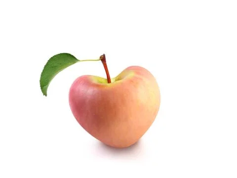 Apple heart shape in white background, Fruits help nourish the heart, Heart s Stock Photos