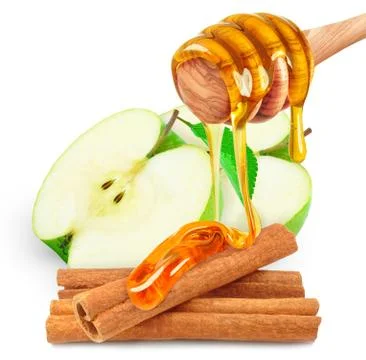 Apple with honey and cinnamon Stock Photos