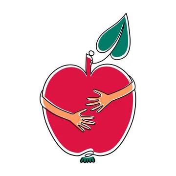Apple hug hands Apple Icon vector illustration Stock Illustration