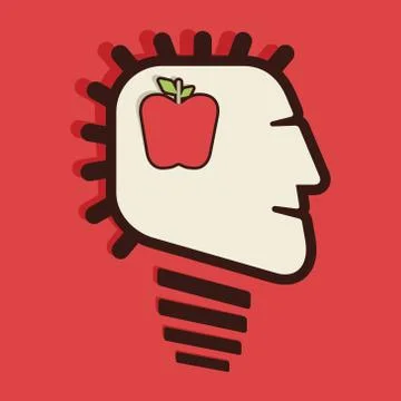 Apple in human head vector Stock Illustration