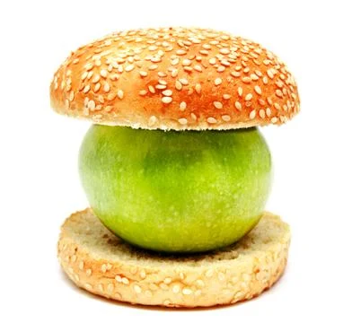 Apple in humburger Stock Photos