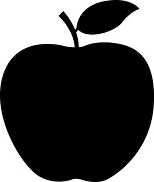 Apple icon, apple with leaf, Apple symbol in black, Apple natural fruit Stock Illustration