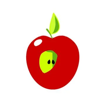 Apple icon - cut fruit. Red apple. Stock Illustration
