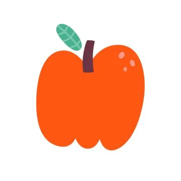 Apple icon, cute fruit drawing, isolated vector illustration, red juicy apple Stock Illustration