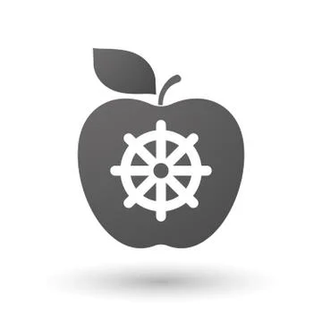 Apple icon with a dharma chakra sign Stock Illustration