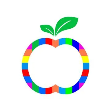 Apple icon. Flat color design. Vector Illustrations. Stock Illustration
