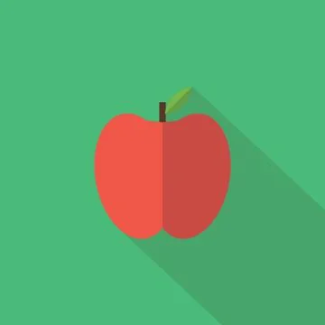 Apple icon , Flat design style, vector illustration. long shadow icon. Stock Illustration