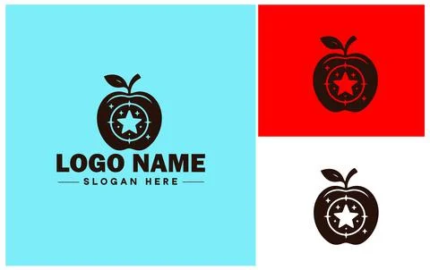 Apple icon logo vector art graphics for business brand icon apple fruits fr.. Stock Illustration
