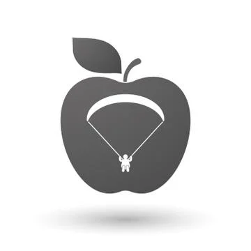 Apple icon with a paraglider Illustrazione stock