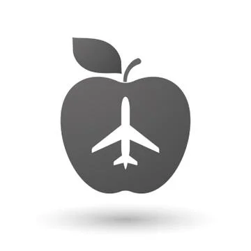Apple icon with a plane Stock Illustration