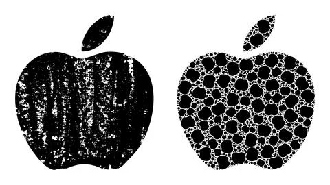 Apple Icon Recursion Collage and Grunge Textured Icon Illustrazione stock