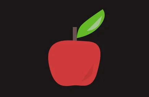 Apple icon. Red apple logo isolated on black background. illustration icon. Stock Illustration