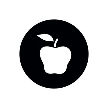 Apple Icon on Round Black Button Collection Original Illustration Stock Illustration