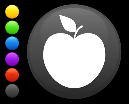 Apple icon on round internet button Stock Illustration