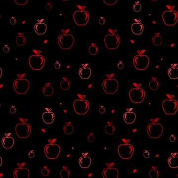 Apple Icon Seamless Pattern on black background, Fruit, Food Icon Vector Art  Stock-Illustration