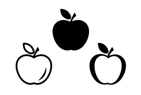 Apple icon set. Fresh apple with leaf symbol Stock Illustration