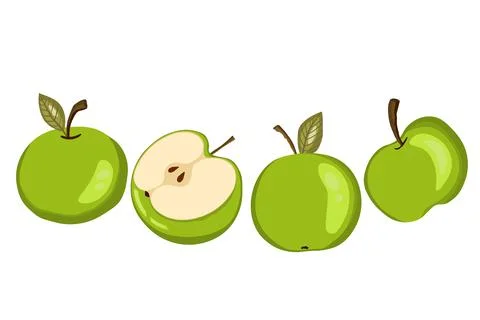 Apple icon set isolated on white background. Natural delicious fresh ripe fruit Stock Illustration