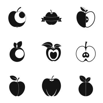 Apple icon set, simple style 스톡 일러스트