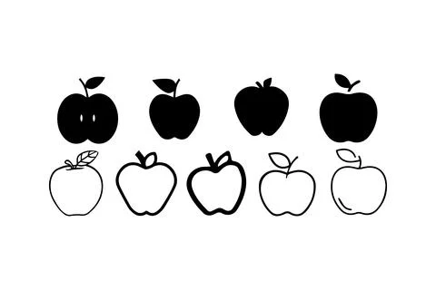 Apple Icon Set in Various Outline Styles. Vector illustration design. Stock Illustration