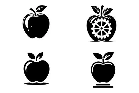 Apple icon set vector silhouette symbol Stock Illustration