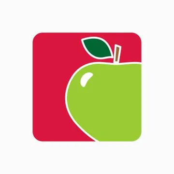 Apple icon simple flat vector illustration. Fresh apple sign Illustrazione stock