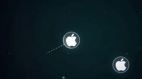Apple Icon Symbol Network Connection Technology Loop Animation 4K Stock Footage 69818635