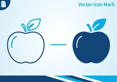 Apple icon vector mark with outline and filled version. Stock Illustration