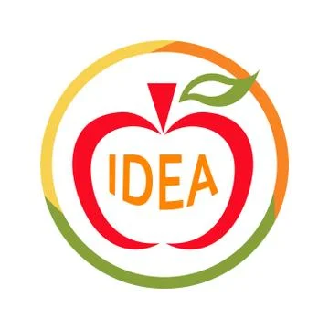 Apple idea vector sign. Colorful fruit symbol. Creativity, brainstorm, learning Stock Illustration