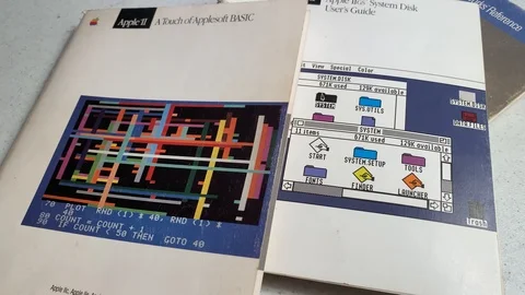Apple II Applesoft Basic Computer Programming and IIGS System Disk User Stock Footage 122330953