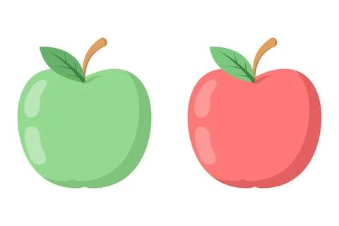 Apple illustration isolated on white background. Ripe fruit, halves and slices. Stock Illustration