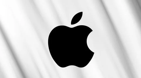 Apple Inc. logo American multinational technology company flag waving 3D Illustrazione stock