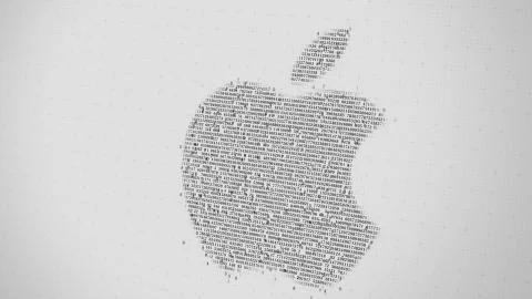 Apple Inc. logo being made with many numbers. Digital business conceptual イラスト素材