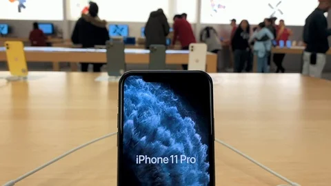 Apple Inc. sells iPhone 11 models at a store in Bethesda, Maryland Видео 123499565