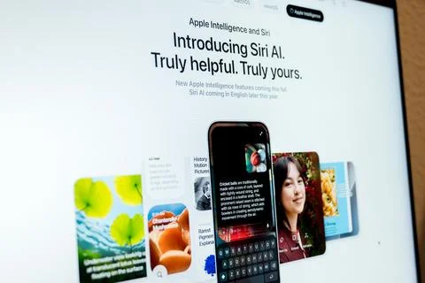 Apple intelligence siri ai on iphone and c.. Foto stock