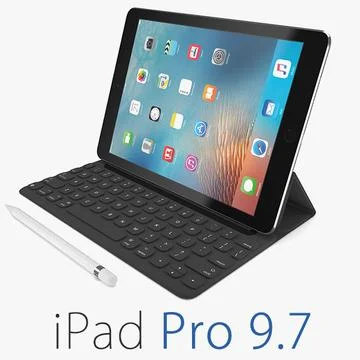 3D Model: Apple iPad Pro 9.7 Inch + Smart Keyboard + Pencil #