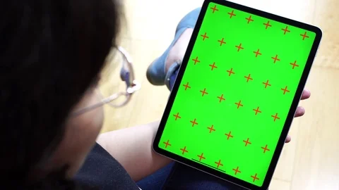 Apple iPad Pro Green Chroma Key with multiple gestures on touch screen Stock Footage 111169776