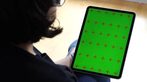 Apple iPad Pro Green Chroma Key with multiple gestures on touch screen Stock Footage