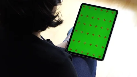 Apple iPad Pro Green Chroma Key with multiple gestures on touch screen Stock Footage 111169818