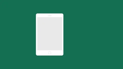 Apple ipad tablet sliding in on a dark green screen animation Stock Footage 130206843
