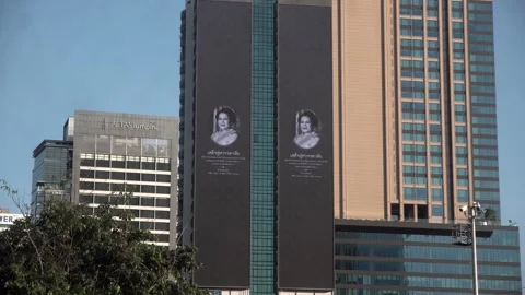 Apple iPhone 16 advertisement screen on a building in Bangkok, Thailand. Stock Footage 342414893