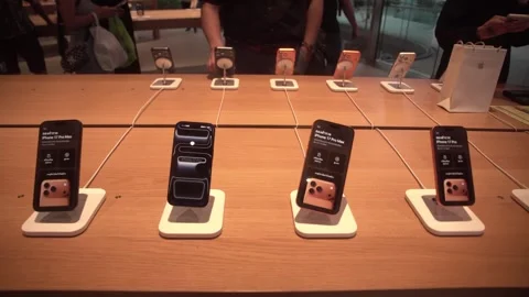 Apple iPhone 16 Max on display at an Apple Store in Bangkok. Stock Footage 333057643