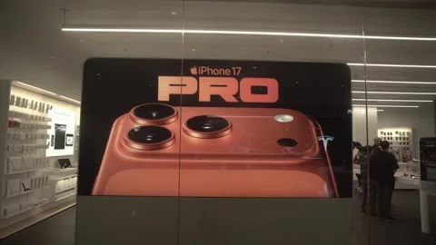Apple Iphone 17 pro max advertisment screen Video stock 319989210