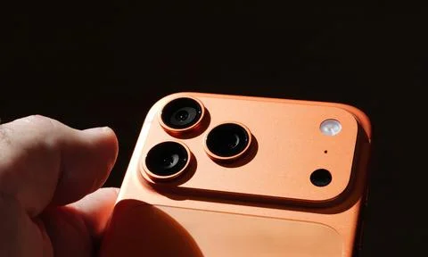 Apple iPhone 17 Pro orange triple camera Stock Photos